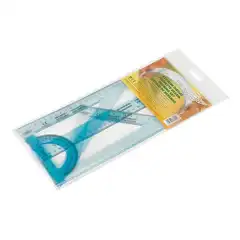 SET DE DIBUJO FAIBO TRANSPARENTE 804 (REGLA 30cm ESCUADRA Y CARTABON 25cm Y SEMICIRCULO 9cm) (804)