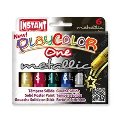 TEMPERA INSTANT SOLIDA PLAYCOLOR 6 BARRITAS COLORES METALICOS (10321)