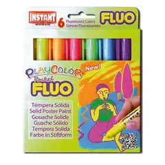TEMPERA INSTANT SOLIDA PLAYCOLOR 6 BARRITAS COLORES FLUORESCENTES (10421)