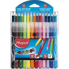 Material ESTUCHE MAPED 12 ROTULADORES JUNGLE + 15 LAPICES DE COLORES (897412)