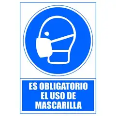 Material SEÃAL OBLIGATORIO USO DE MASCARILLA 210X297 MM. PVC AZUL (6173-11 AZ)