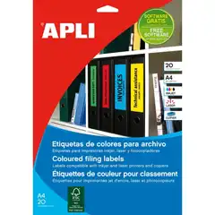 Material ETIQUETA A4 APLI COLOR ROJO CANTOS ROMOS 190X61 (01376)