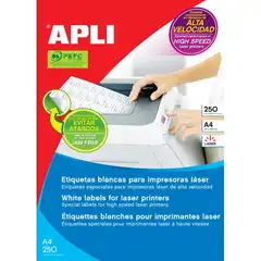 Material ETIQUETA LASER CAJA 250 UND. 210X297 MM. APLI (02530)