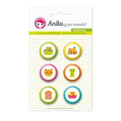 Material 37010222-PACK6 CHAPAS ADHES. MASCOTAS 25MM GRAFOPLAS REF.37010222