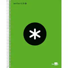 CUADERNO LIDERPAPEL Fº ANTARTIK TAPA PP 80 H. 100 GRS. CUADRO 4 MM. CON MARGEN COLOR VERDE (74489)
