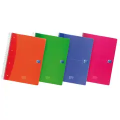 CUADERNO OXFORD A4+ 140 HOJAS CDLA. 5X5 ESPIRAL SIMPLE TAPA PLASTICO TRANSLUCIDO COL. SUR. (10010514