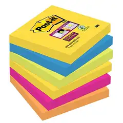 Material NOTAS POST-IT® SUPER STICKY COLORES NEON COLECCION RIO 76X76 MM. 3M (70005250264)