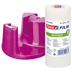 Material PORTARROLLO TESA EASY CUT COMPACT ROSA + 6 ROLLOS INVISIBLE 33M. X 19MM. (53835-00000-00) 79283