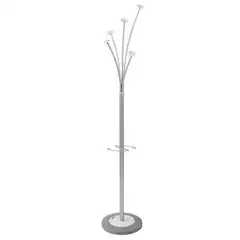 Material PERCHERO DE PIE ALBA 5 GANCHOS GRANDES Y SOPORTE PARA PARAGUAS 355X1.870 MM. BLANCO (ALPMFESTY2 BL)