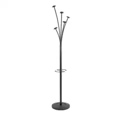 Material PERCHERO DE PIE ALBA 5 GANCHOS GRANDES Y SOPORTE PARA PARAGUAS 355X1.870 MM. NEGRO (ALPMFESTY2 NE)