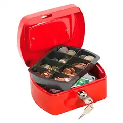 Material CAJA CAUDALES Q-CONNECT 152X115X80 MM. ROJA CON PORTAMONEDAS (37653)