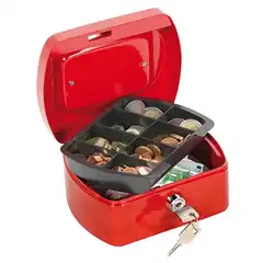 CAJA CAUDALES Q-CONNECT 300X240X90 MM. ROJA CON PORTAMONEDAS (37662)