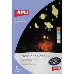 Material ETIQ QUE BRILLAN EN LA OSCURIDAD A4 APLI 10424