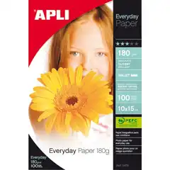 PAPEL FOTOGRAFICO EVERYDAY 180G 100H 10X15CM APLI T11476