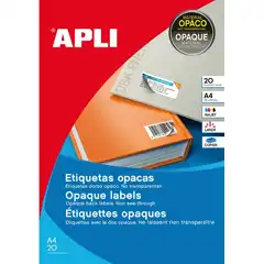 Material ETIQUETAS OPACAS 20H 210X297MM A4 APLI T11709