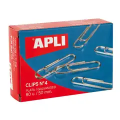 CLIPS APLI NIQUELADOS Nº4 45MM CAJA DE 100 UDS. (11716)