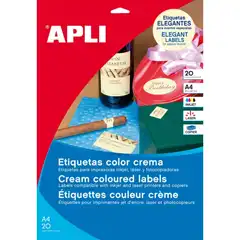 Material ETIQUETAS APLI COLOR CREMA ELEGANTES 20H. 360 U. (11799)