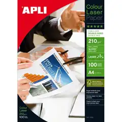 PAPEL LASER GLOSSY DOBLE CARA 210GRS. A4 100 HOJAS APLI (11833)