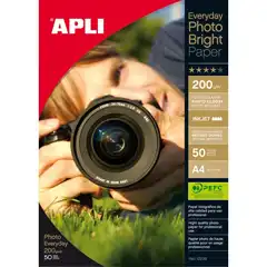 PAPEL FOTOGRAFICO PHOTOBRIGHT 200G 50H DIN A4 APLI 12239