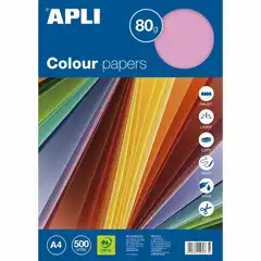 Material PAPEL COLOR 80G A4 500H ROSA PASTEL APLI REF. 13325