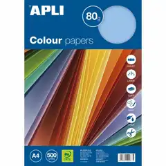 Material PAPEL COLOR 80G A4 500H AZUL PASTEL APLI REF. 13328