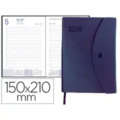 AGENDA ENCUARDERNADA LIDERPAPEL PILOS 15X21 CM DIA PAGINA AZUL CON BROCHE INTERIOR Y BOLSILLO PORTADOCUMENTOS PAPEL 70 GR 64310