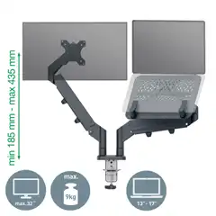 BRAZO DUAL PARA MONITOR Y PORTÁTIL LEITZ ERGO SPACESAVING 65380089 BRAZO DUAL PARA MONITOR Y PORTÁTIL LEITZ ERGO SPACESAVING 65380089