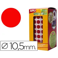 GOMETS 10.5 REDONDOS EN ROLLOS DE 4.720 PEGATINAS COLOR ROJO APLI (04853)