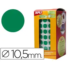 GOMETS REDONDOS EN ROLLOS DE 4.720 PEGATINAS COLOR VERDE APLI (04854)