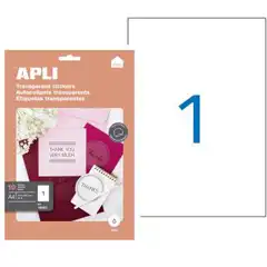 Material ETIQUETAS APLI TRANSPARENTES INKJET A4 10 HOJAS (10053)