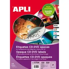 Material BLISTER ETIQUETAS CD OPACAS 100H APLI REF. 11704