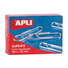 CAJA CLIPS PLATA Nº2 32MM 100UDS APLI REF. 11714