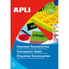 Material CAJA LASER COPIADORA VERD.FLUO 210 X 297 100H APLI REF. 11750