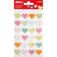 Material BLISTER PEGATINA FIELTRO CORAZONES ESTAMPADOS 1H APLI REF. 13897