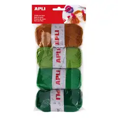 PACK OVILLOS DE LANA TONOS VERDE 4U.50G. APLI REF. 14090