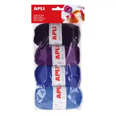 PACK OVILLOS DE LANA TONOS AZUL 4U.50G. APLI REF. 14092