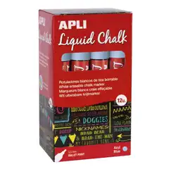 CAJA LIQUID CHALK P.REDONDA 5,5MM AZUL 12U APLI REF. 16900