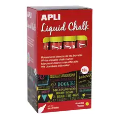 CAJA LIQUID CHALK P.REDONDA 5,5MM AMAROLLO 12U APLI REF. 16901