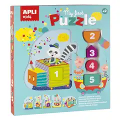 CAJA PUZLE TREN Y PIEZAS DE MADERA APLI REF. 17202
