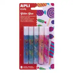 BLISTER GLITTER GLUE ARCOIRIS 3D 5UDS APLI 17611