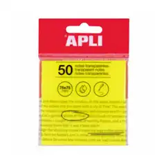 NOTAS ADHESIVAS APLI 75X75MM AMARILLO TRANSPARENTES 100HJ (19569)