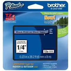 BROTHER CINTA LAMINADA TRANSPARENTE/NEGRO 6 MM
