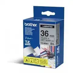 BROTHER CINTA ROTULADORA LAMINADA ORIGINAL TZM961 PLATA MATE/NEGRO 36MM