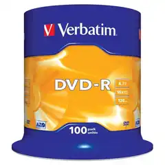Material VERBATIM DVD-R, 4.7GB, 16X, 100 PACK SPINDLE, SUPERFICIE MATT SILVER