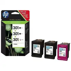 HP PACK 3 CARTUCHOS 301 NEGRO (2)/TRICOLOR (1)