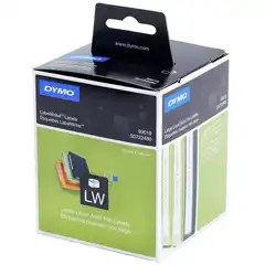 Material DYMO ETIQUETAS LABEL WRITER LAF (99019) NEGRO SOBRE BLANCO 59X190MM (AXL), ROLLO DE 110 ETIQUETAS. ETIQUETAS GRANDES PARA ARCHIVADORES DE PANLANCA MULTIUSOS. TECNOLOGIA DE IMPRESIÓN: TRANSFERENCIA TERMICA
