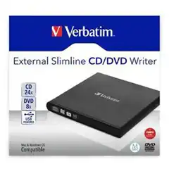 VERBATIM GRABADORA Y LECTOR EXTERNO DE CD/DVD SLIMLINE PUERTO USB 2.0 98938 27711