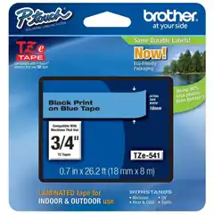 BROTHER CINTA PARA ROTULADORA LAMINADA AZUL/NEGRO 18MM, 8M