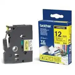 BROTHER CINTA LAMINADA AMARILLO / NEGRO (SUPERADHESIVA) 12MM