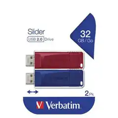  VERBATIM USB DRIVE 2.0 SLIDER MULTIPACK 2X32GB (ROJO/AZUL)